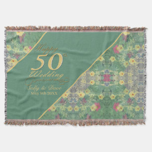 Wildflowers 50th Wedding Anniversary Throw Blanket