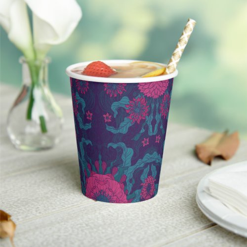 Wildflowers Abstract Modern Blue  Purple   Paper Cups