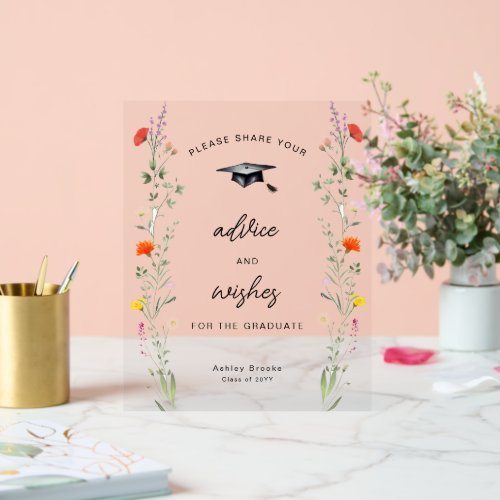 Wildflowers Advice  Wishes Graduation Table Sign