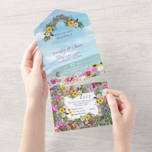 Wildflowers against a Blue Sky All In One Invitation