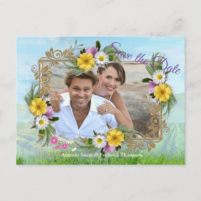 Wildflowers against a Blue Sky Announcement Postcard (Front)