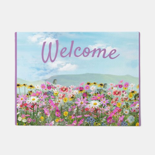 Wildflowers against a  Blue Sky Doormat