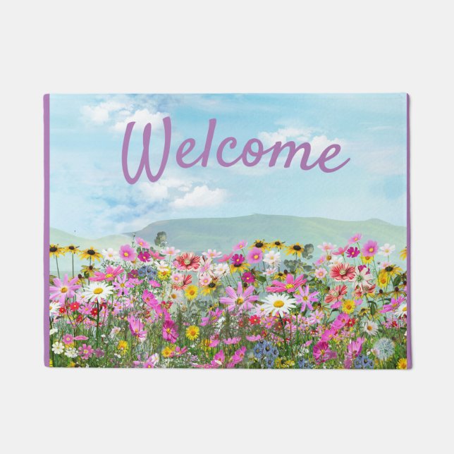 Wildflowers against a  Blue Sky Doormat (Front)