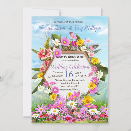 Wildflowers against a  Blue Sky Invitation