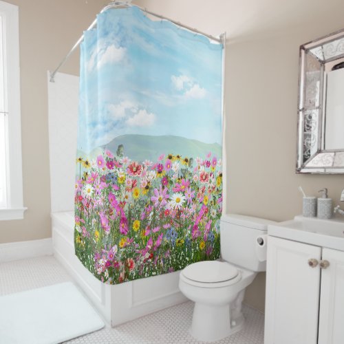 Wildflowers against a  Blue Sky Shower Curtain