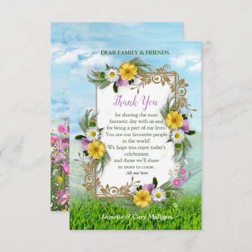 Wildflowers against a Blue Sky Thank you card