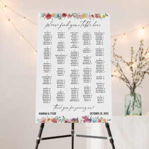 Wildflowers Alphabetical Seating Chart 170 Names Foam Board