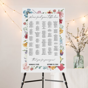 Wildflowers Alphabetical Seating Chart 170 Names Foam Board