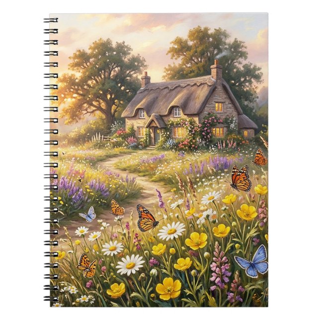 Wildflowers and a Cute Cottage Notebook (Front)