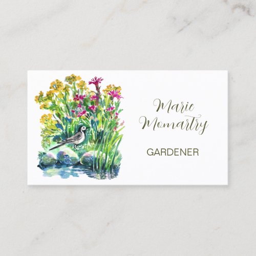 Wildflowers and a pied wagtail business card