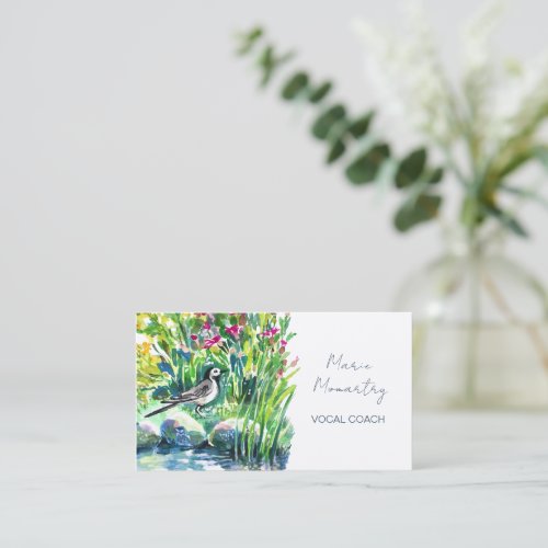 Wildflowers and a pied wagtail business card