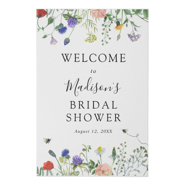 Wildflowers and Bee Bridal Shower Welcome Canvas (Front)