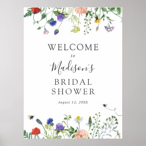 Wildflowers and Bee Bridal Shower Welcome Sign