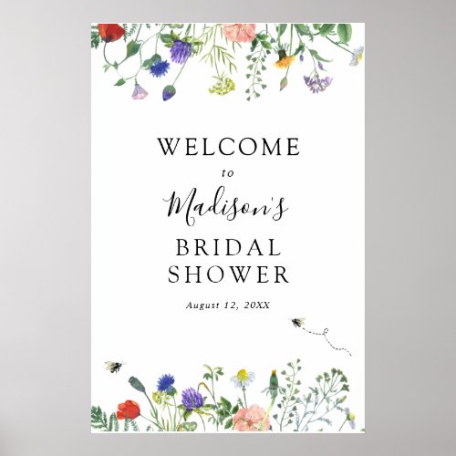 Wildflowers and Bee Bridal Shower Welcome Sign