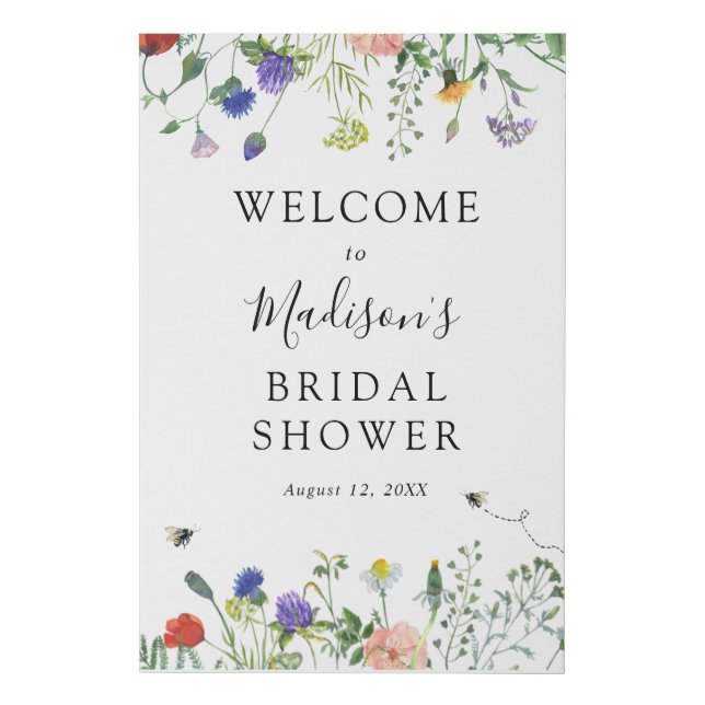 Wildflowers and Bee Bridal Shower Welcome Sign (Front)