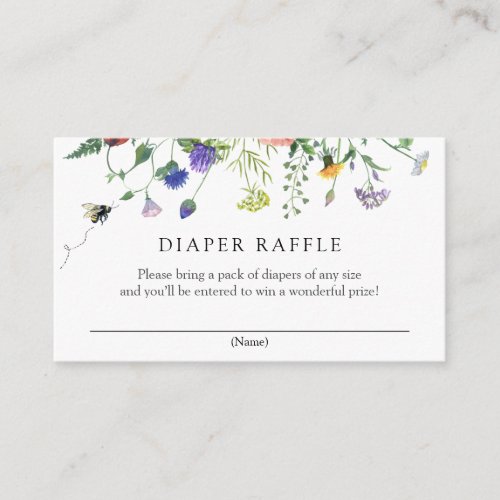 Wildflowers and Bee Diaper Raffle Enclosure Card