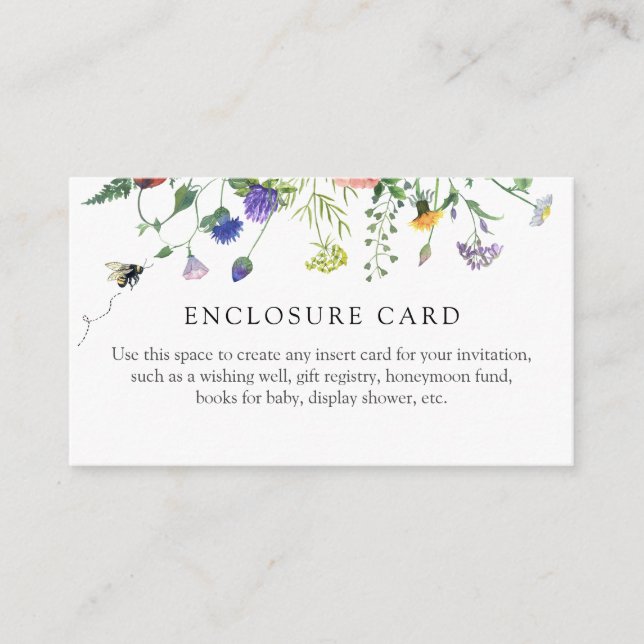 Wildflowers and Bee Shower Enclosure Card (Front)