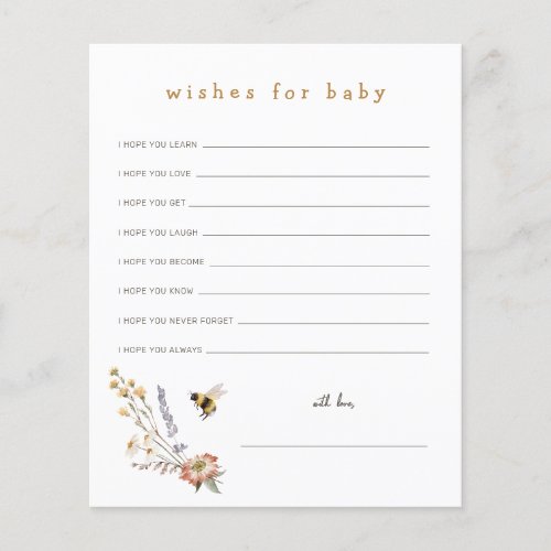 Wildflowers and Bee Wishes for Baby Card