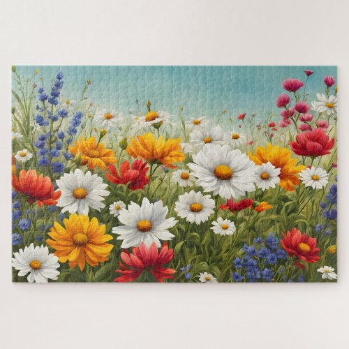 Wildflowers and Blue Sky Jigsaw Puzzle