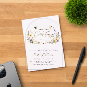 Wildflowers and Bugs Minimalist Baby Shower Acrylic Invitations