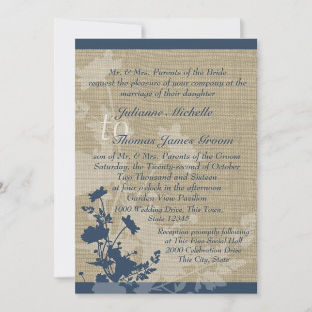 Wildflowers and Burlap Wedding Invitation (Front)