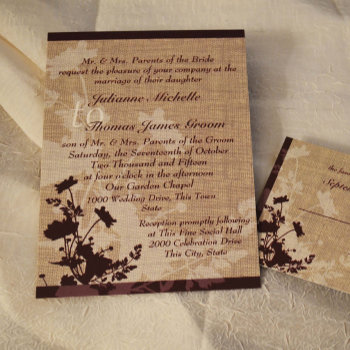 Wildflowers And Burlap Wedding Invitation by happygotimes at Zazzle