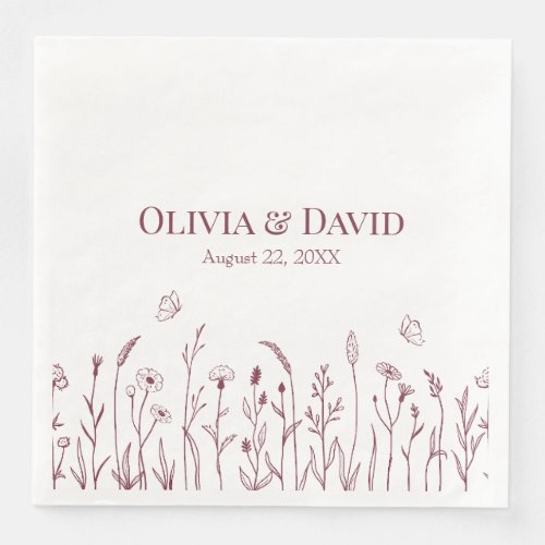 Wildflowers and Butterfiles Wedding Napkins