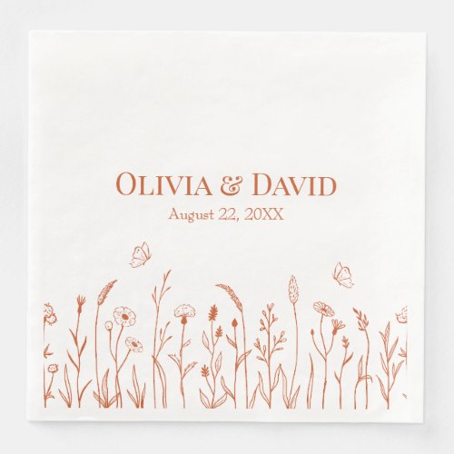 Wildflowers and Butterfiles Wedding Napkins