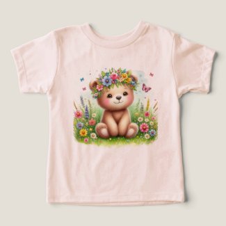 Wildflowers and Butterflies Beary Cute 