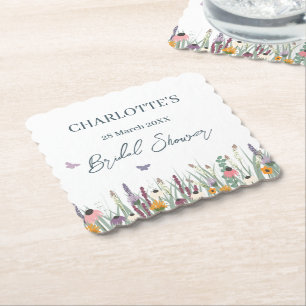 Wildflowers and Butterflies Bridal Shower Party    Paper Coaster