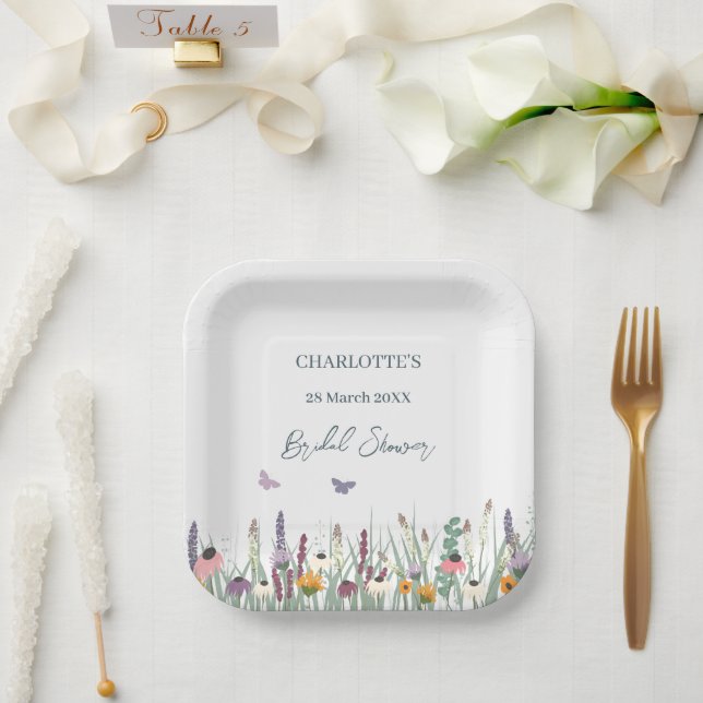 Wildflowers and Butterflies Bridal Shower Party   Paper Plates (Wedding)