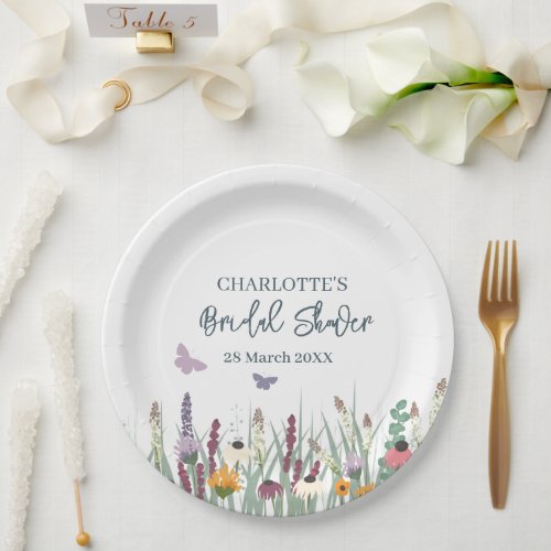 Wildflowers and Butterflies Bridal Shower Party Paper Plates