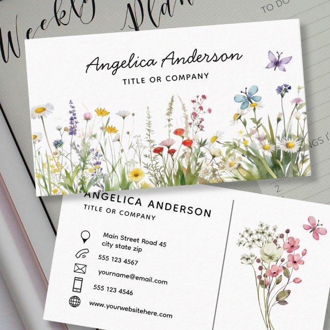 Wildflowers and butterflies business card (Creator Uploaded)