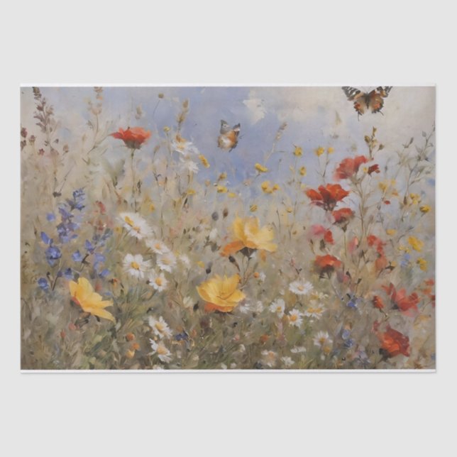 Wildflowers and Butterflies Decoupage Tissue Paper (Front)