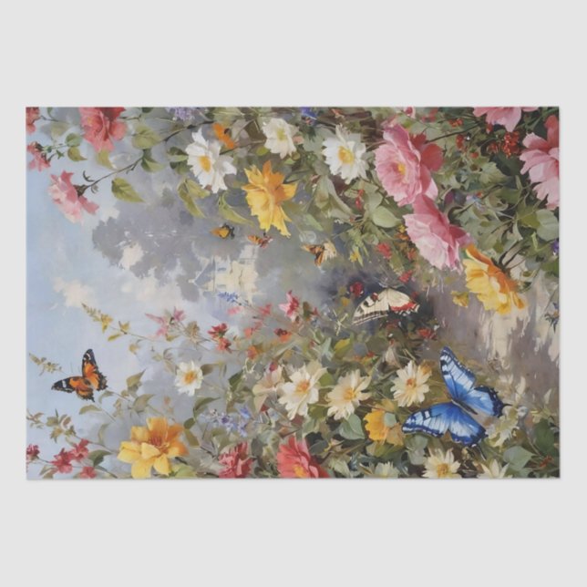Wildflowers and Butterflies Decoupage Tissue Paper (Front)