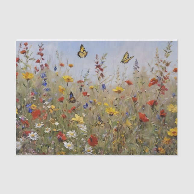 Wildflowers and Butterflies Decoupage Tissue Paper (Front)