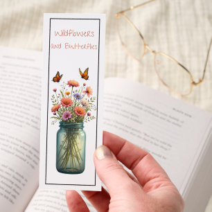 Wildflowers and Butterflies in a Mason Jar Bookmarks