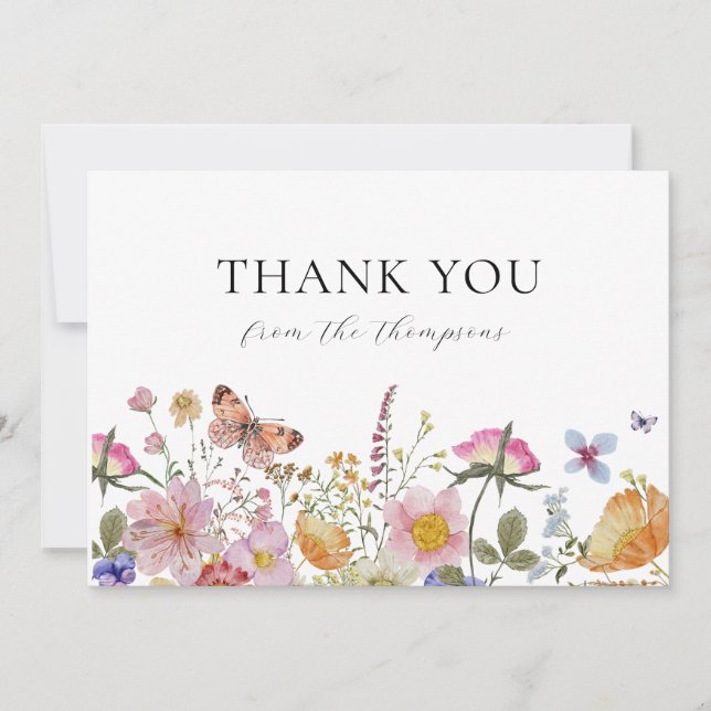 Wildflowers and Butterflies Shower Thank You (Front)