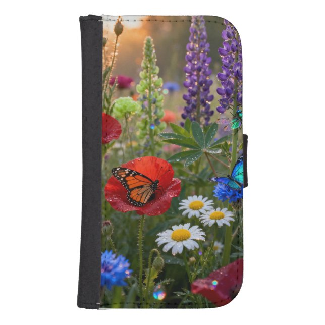 Wildflowers and butterflies - stunning  samsung galaxy wallet case (Front)