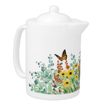 Wildflowers And Butterflies Teapot by Susang6 at Zazzle
