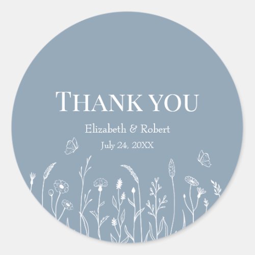 Wildflowers and Butterflies Thank You Sticker