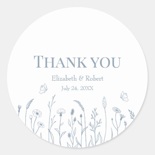 Wildflowers and Butterflies Thank You Sticker