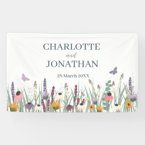 Wildflowers and Butterflies Wedding  Banner