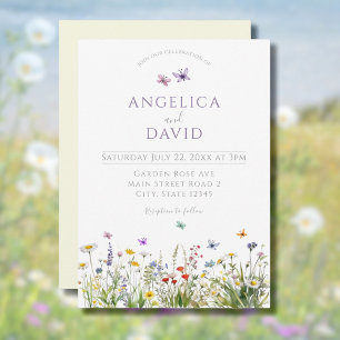 Wildflowers and Butterflies Wedding Invitation