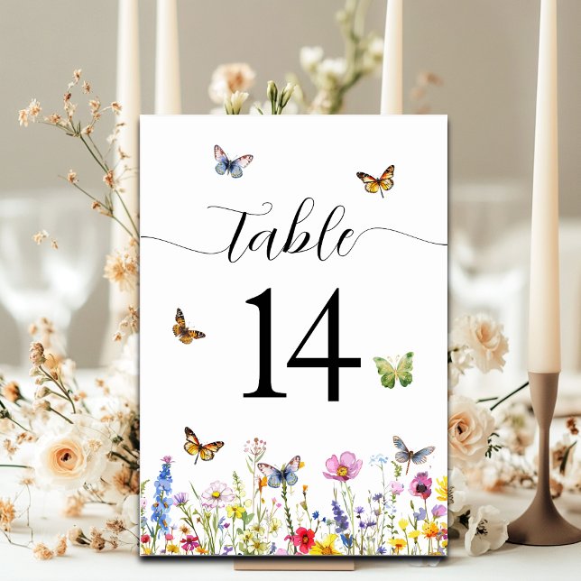Wildflowers and Butterflies Wedding Table Number (Creator Uploaded)