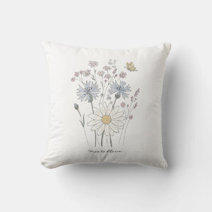Wildflowers and butterfly throw pillow