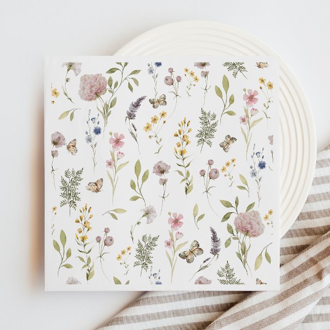 Wildflowers And Butterfly Watercolor   Napkins (Creator Uploaded)