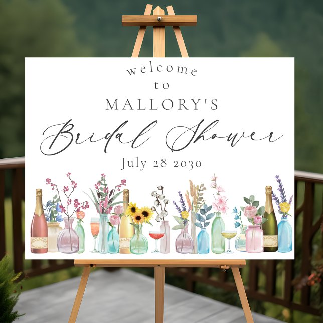 Wildflowers and Champagne | Bridal Shower Welcome Foam Board (Creator Uploaded)