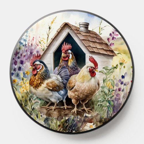 Wildflowers and Chickens Watercolors Popgrips PopSocket