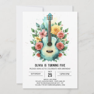Wildflowers and Chords Guitar Birthday Invitation